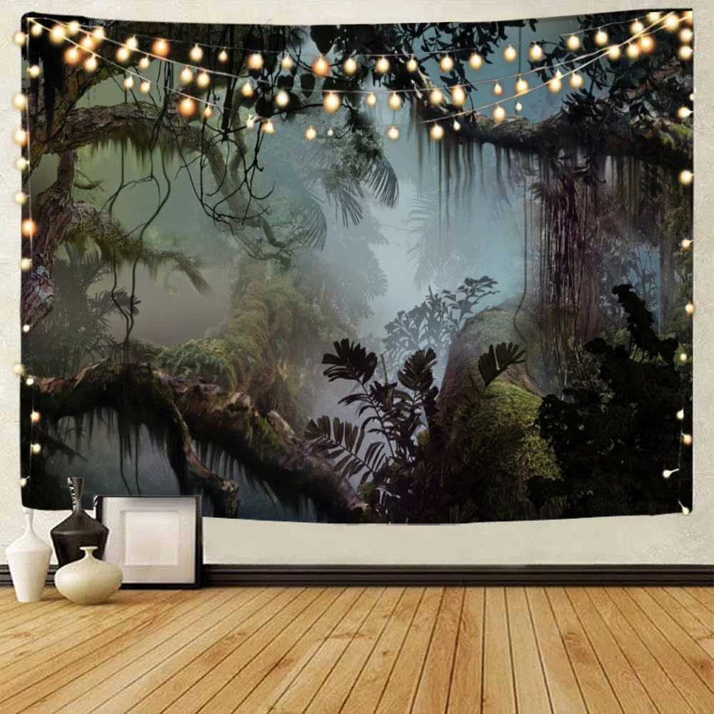 

Amazon forest scenery, forest streams and waterfalls, sunny forest scenery, primitive forest scenery decoration tapestry