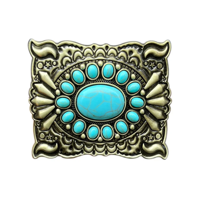 

Boho turquoise belt buckle Western cowboy Euro-American