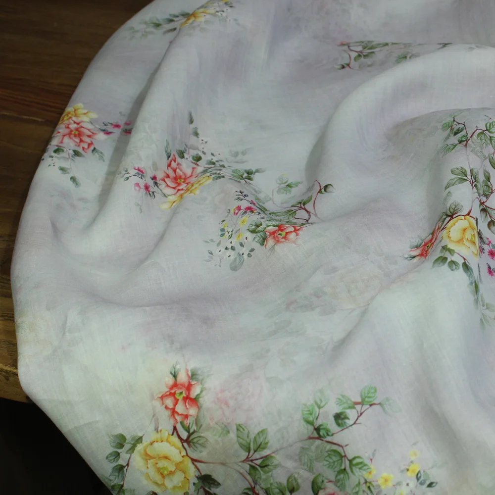 High-End Sewing Fabric by the Meter Original Design Ramie Printed Fabric Light Gray Flower Clothing Suit Skirt Fabric
High-End Sewing Fabric by the Meter Original Design Ramie Printed Fabric Light Gray Flower Clothing Suit Skirt Fabric