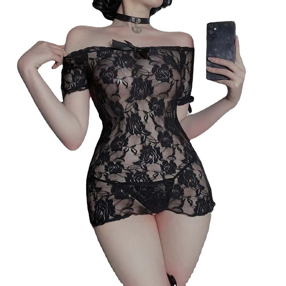 Women Sexy Off Shoulder Black White Lace Lingerie Sheer See Through Sleepwear Short Dresses Erotic Pajamas Nighties Dress
Women Sexy Off Shoulder Black White Lace Lingerie Sheer See Through Sleepwear Short Dresses Erotic Pajamas Nighties Dress