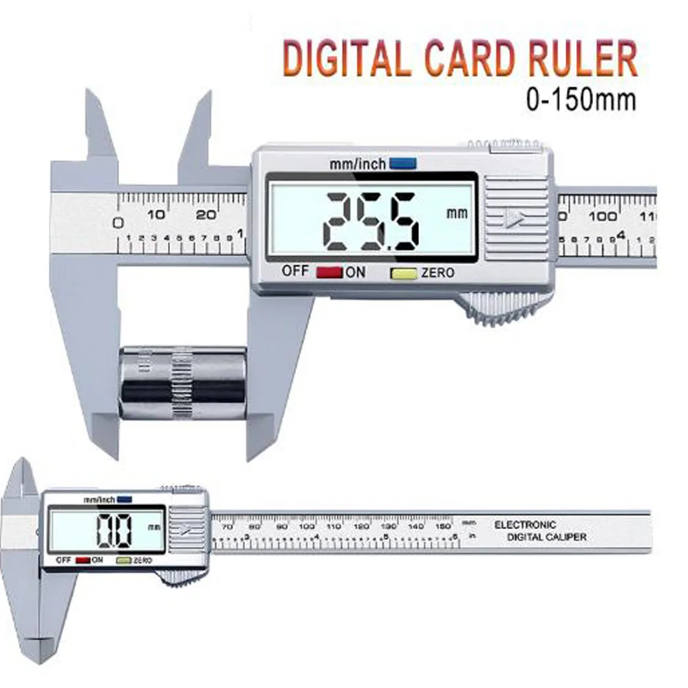 6 Inch 150mm Digital Vernier Caliper LCD Electronic Carbon Fiber Meter Micrometer Measuring Tool Depth Ruler
6 Inch 150mm Digital Vernier Caliper LCD Electronic Carbon Fiber Meter Micrometer Measuring Tool Depth Ruler