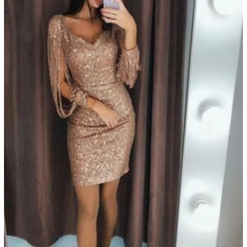 New Arrivals Popular Spring Summer New Design Women's Dress Off-the-Shoulder Tassel Sleeve Sequin Fashion Dress Sale
New Arrivals Popular Spring Summer New Design Women's Dress Off-the-Shoulder Tassel Sleeve Sequin Fashion Dress Sale