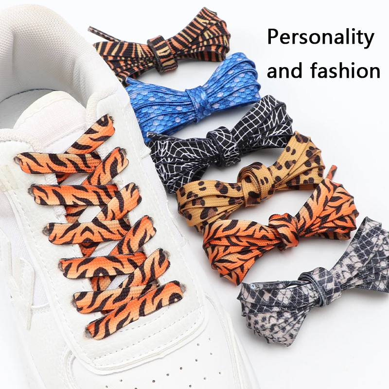 

1Pair Animal Pattern Shoelaces Flat AF1/AJ Sneakers Shoe laces Tiger/Snake/Leopard Print Shoelace 120/140/160CM Shoes Strings