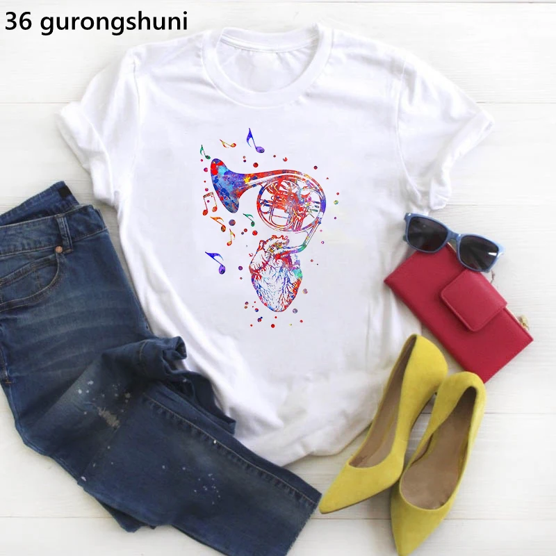 New T-Shirt Femme Floral Heart And Music Horn Graphic Print Tshirt Summer 2022 Women Tshirt Tops Fashion Harajuku Women'S Tshirt 
New T-Shirt Femme Floral Heart And Music Horn Graphic Print Tshirt Summer 2022 Women Tshirt Tops Fashion Harajuku Women'S Tshirt