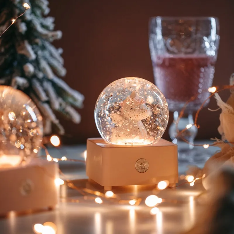 

Рождественский снежный шар с музыкой, светящийся хрустальный шар, милые животные, стеклянный шар, украшения для стола, домашний декор, подарок на день рождения