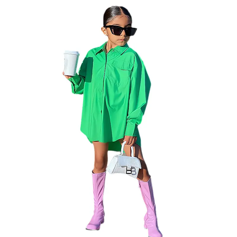 Autumn Shirt Dresses Girls Long Sleeve Green Fashion Dress Kids Fall Clothes Children's Girl Street Midi Dress Clothing 1-8Y
Autumn Shirt Dresses Girls Long Sleeve Green Fashion Dress Kids Fall Clothes Children's Girl Street Midi Dress Clothing 1-8Y