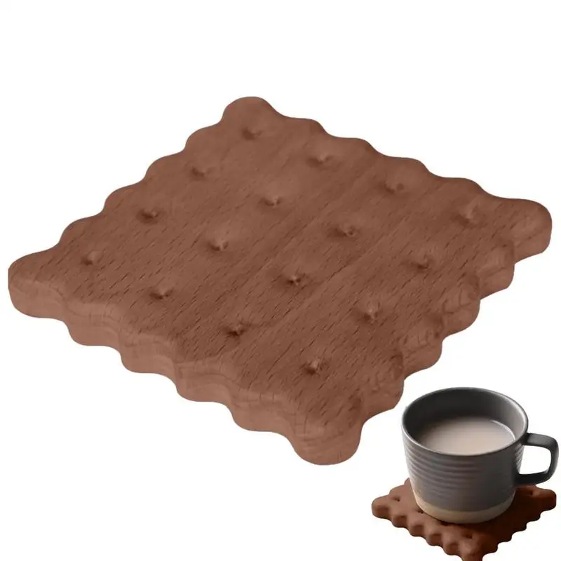 

Natural Wooden Cup Mat Biscuit Shape Coaster Tea Coffee Mug Drinks Holder For DIY Tableware Kitchen Home Decor