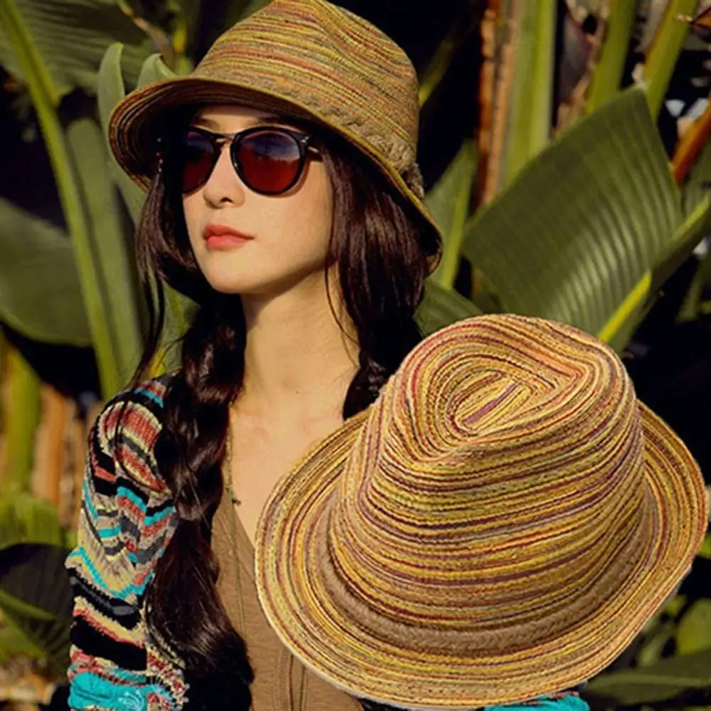Women Summer Bohemia Style Straw Hats Foldable Striped Braided Rope Beach Sun Hat UV Protect Travel Cap Lady Cap Sombrero 밀짚모자
Women Summer Bohemia Style Straw Hats Foldable Striped Braided Rope Beach Sun Hat UV Protect Travel Cap Lady Cap Sombrero 밀짚모자