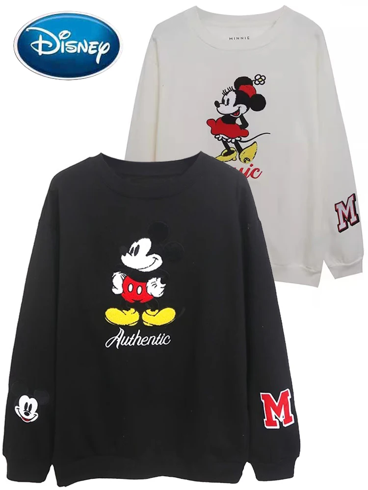 

Disney Sweatshirt Minnie Mickey Mouse Cartoon Print Embroidery Women Long Sleeve O-Neck Pullover Jumper Fleece Jacket Tee Tops