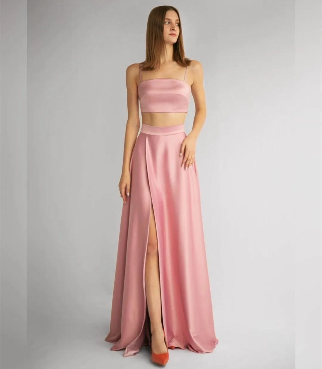 Long Strapless Satin Pink Evening Dresses With Split A-Line Pleated Floor Length Abendkleider Robes de Soirée for Women
Long Strapless Satin Pink Evening Dresses With Split A-Line Pleated Floor Length Abendkleider Robes de Soirée for Women