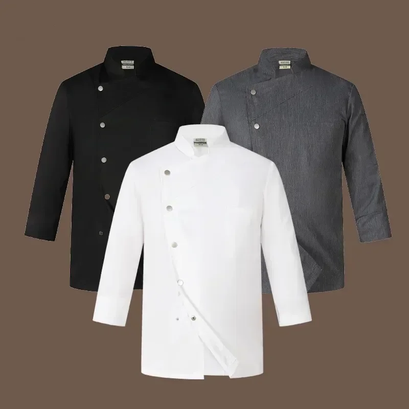 

Coat T-shirt Waiter Long Sleeve Logo Cook Jacket Work Restaurant Women Clothes Chef Baker White Hotel Uniform