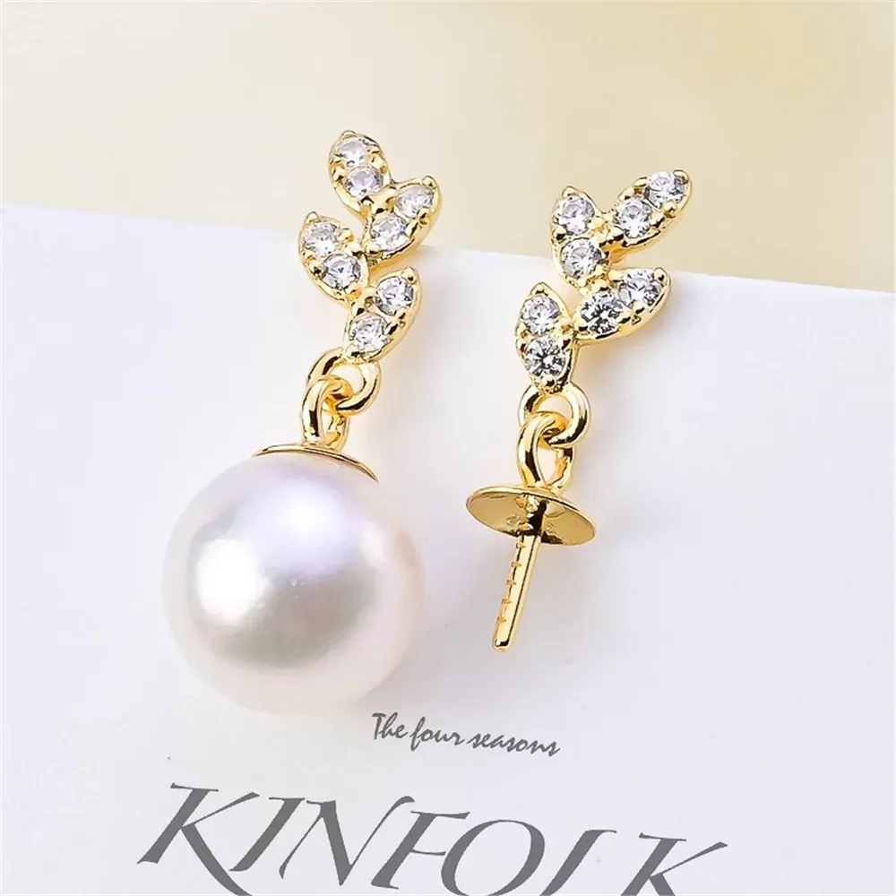

DIY Pearl Accessories S925 Sterling Silver Earrings Empty Fashion Silver Earrings Fit 7-12mm Oval Beads E077