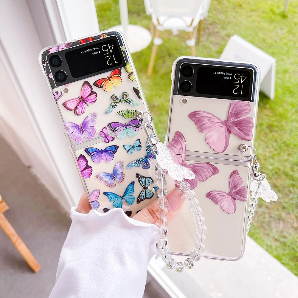 Чехол для Samsung Galaxy Z Flip 4 3, чехол с изображением бабочки и браслета для Samsung Z Flip3, прозрачный противоударный жесткий чехол из поликарбоната
Чехол для Samsung Galaxy Z Flip 4 3, чехол с изображением бабочки и браслета для Samsung Z Flip3, прозрачный противоударный жесткий чехол из поликарбоната