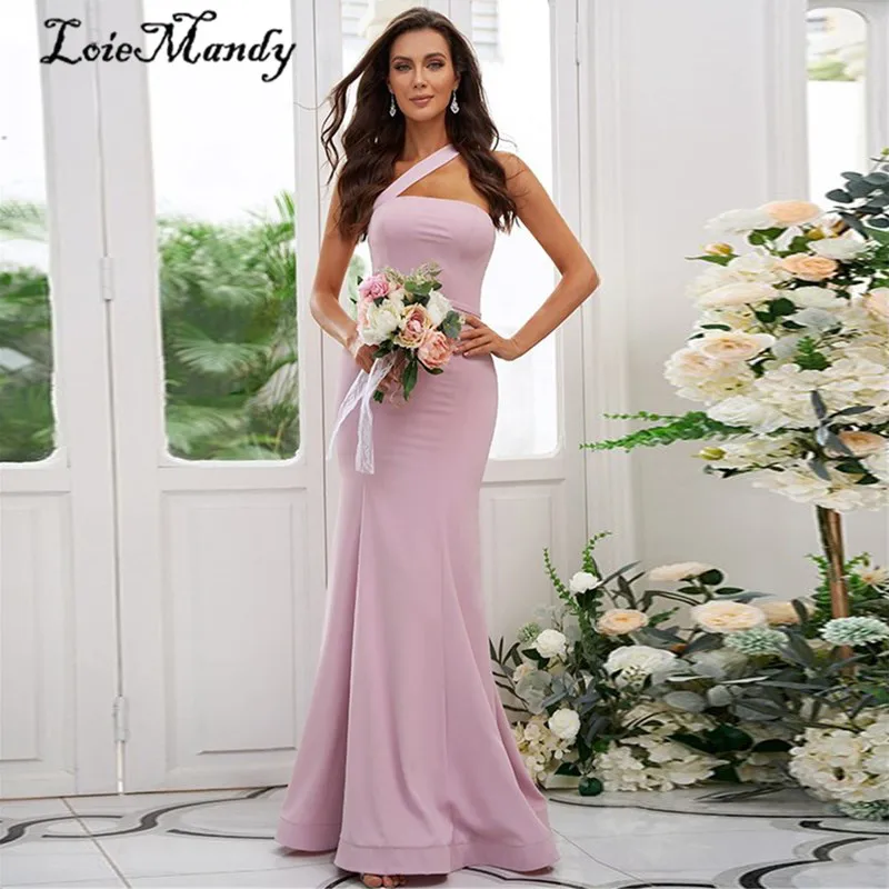 One Shoulder Mermaid Bridesmaid Dresses Modest Sleeveless Long Sheath Maid Of Honor Formal Wedding Party Dress For Women
One Shoulder Mermaid Bridesmaid Dresses Modest Sleeveless Long Sheath Maid Of Honor Formal Wedding Party Dress For Women