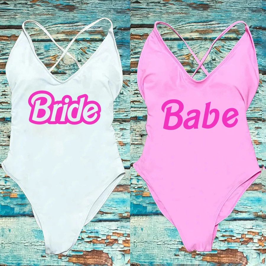 

BRIDE BABE Love Print One Piece Swimsuit Women Swimwear Sexy Bodysuit Plus size Beachwear Wedding Bachelorette Party bikini New