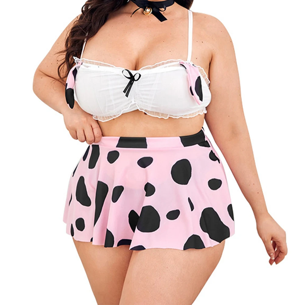 Plus Size Women Sexy-Lingerie Bra Nightwear Sleepwear Cow Underwear 2Pcs Set Suit Hollow Out Buttocks Skirt Top Erotic Costume
Plus Size Women Sexy-Lingerie Bra Nightwear Sleepwear Cow Underwear 2Pcs Set Suit Hollow Out Buttocks Skirt Top Erotic Costume