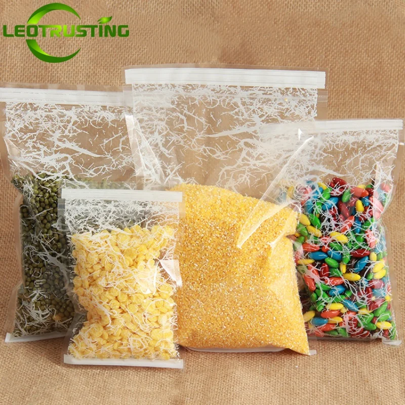 

Leotrusting 100pcs Flat Bottom Plastic Zip Lock Bag Clear Snowflake Zip Bag Coffee Snack Cookie Packaging Bag Plastic Gift Bags
