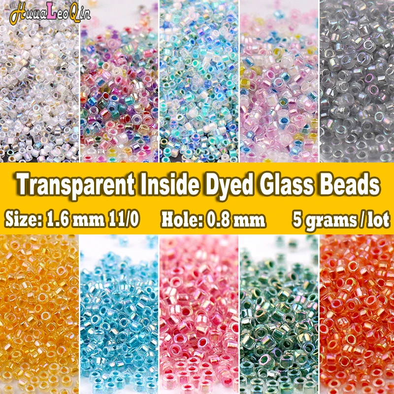 

840pcs/5g 1.6mm Transparent Inside Dyed Glass Beads 11/0 Japanese Loose Spacer Seed Beads for Jewelry Making DIY Embroidery