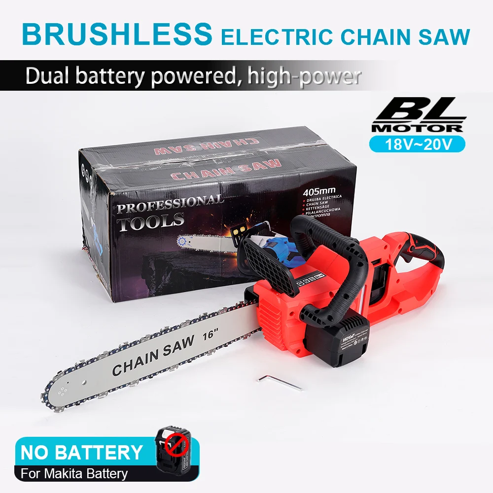 16 Inch Brushless Electric Chainsaw Cutting Machine Portable Cordless Pruning Saw Graden Woodworking Tool For Makita Battery
16 Inch Brushless Electric Chainsaw Cutting Machine Portable Cordless Pruning Saw Graden Woodworking Tool For Makita Battery