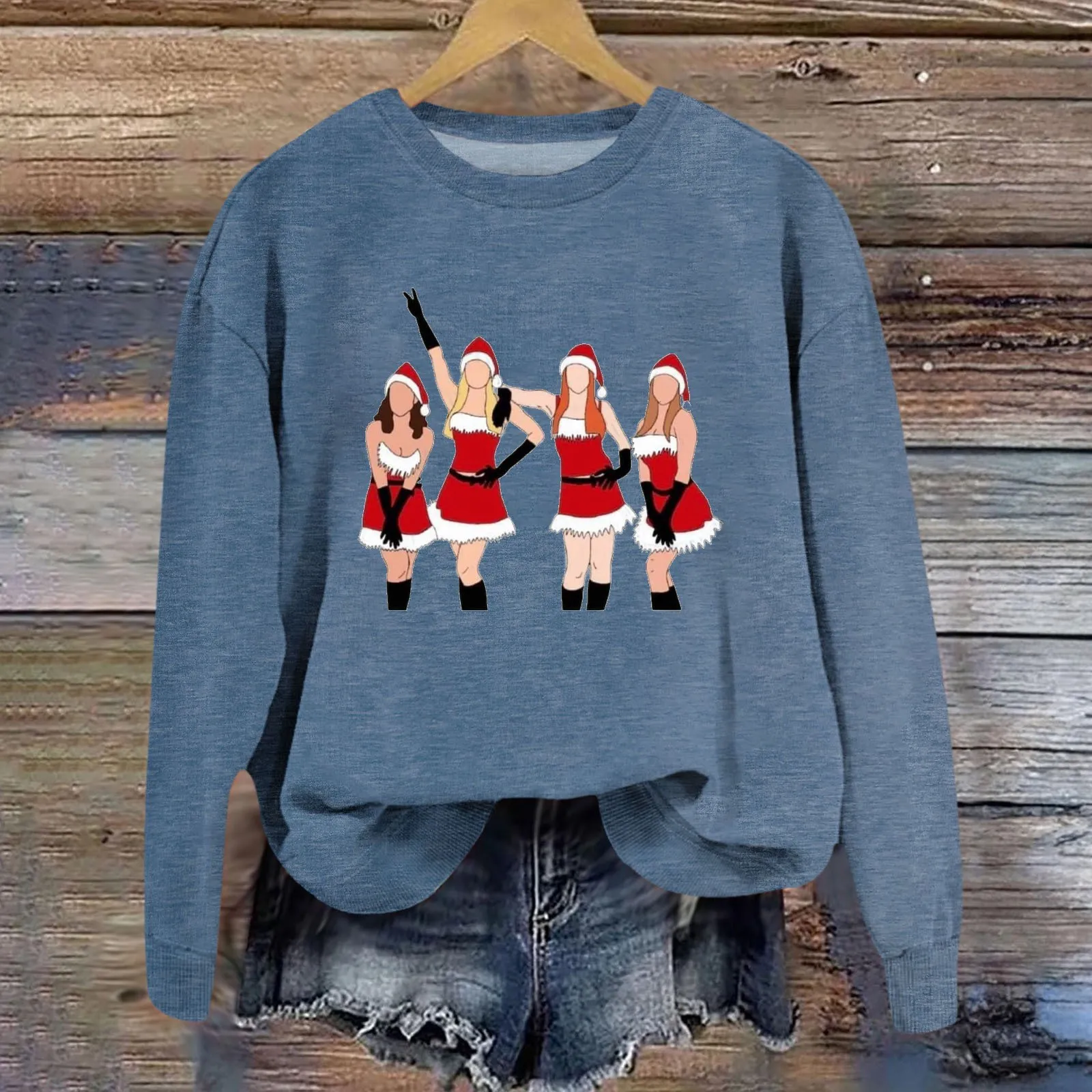 Women Autumn And Winter Snowflake Santa Print Round Neck Off Shoulder Long Sleeve daily shirt Running Loose fit 
Women Autumn And Winter Snowflake Santa Print Round Neck Off Shoulder Long Sleeve daily shirt Running Loose fit