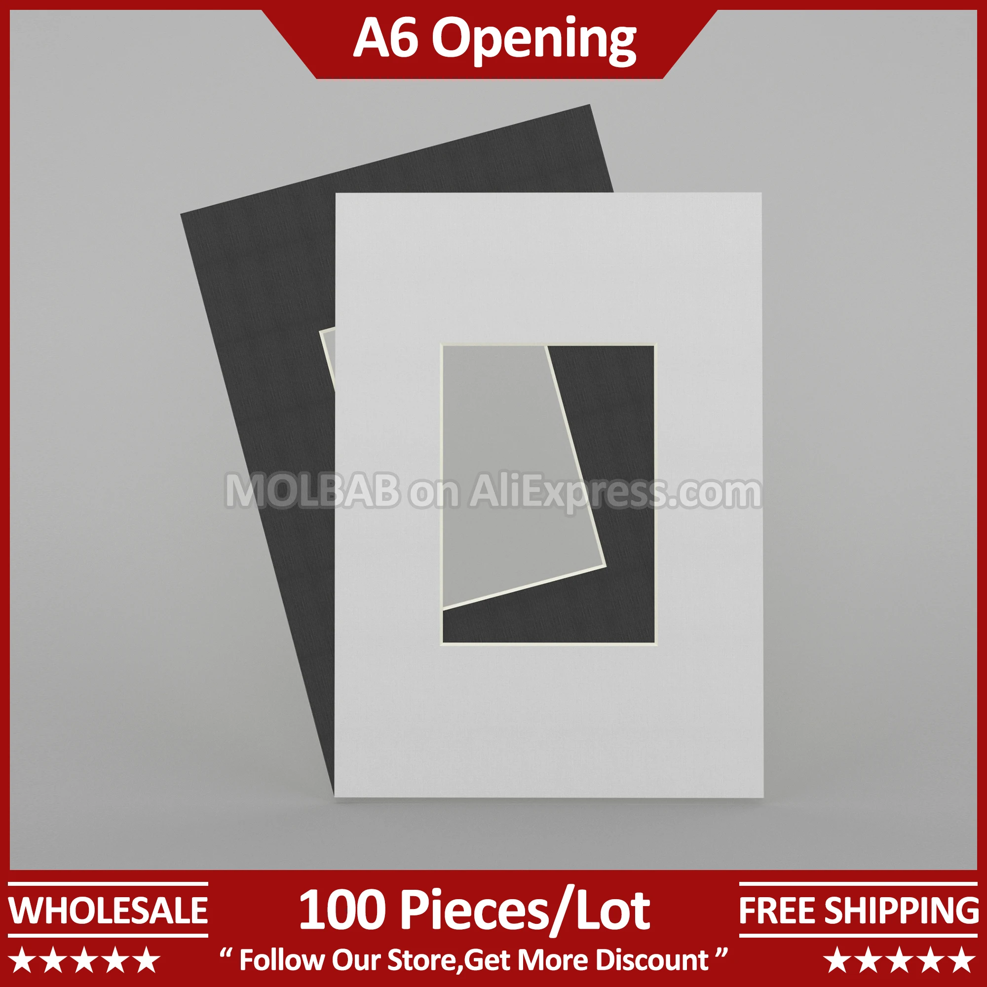 

A4 Photo Mat A6 Opening White/Black Paperboard Picture Passe-partout Frame Mounting Decoration Wholesale 100 Pieces Per Lot