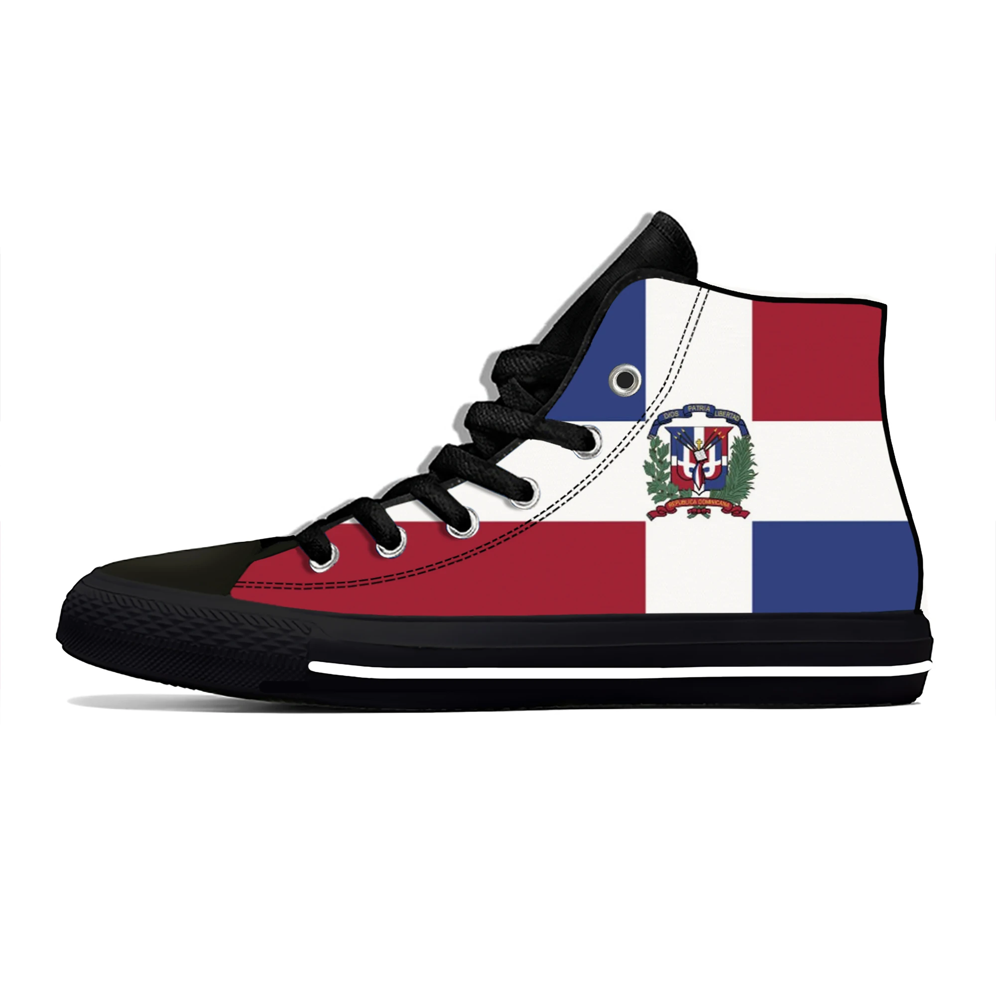 

Dominican Republic Pride Flag Patriotic Fashion Casual Cloth Shoes High Top Lightweight Breathable 3D Print Men Women Sneakers