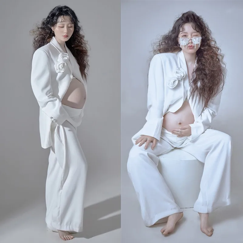 

Комплект из 2 предметов платья для беременных для фотосессии платье для беременных женщин модное художественное платье для фотостудии пальто + брюки Новинка