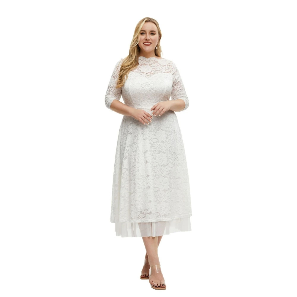 A Lin Plus Size Women Clothing Summer and Autumn New Lace Crochet Fashion Elegant Three Quarter Sleeves Midi Evening Party Dress
A Lin Plus Size Women Clothing Summer and Autumn New Lace Crochet Fashion Elegant Three Quarter Sleeves Midi Evening Party Dress