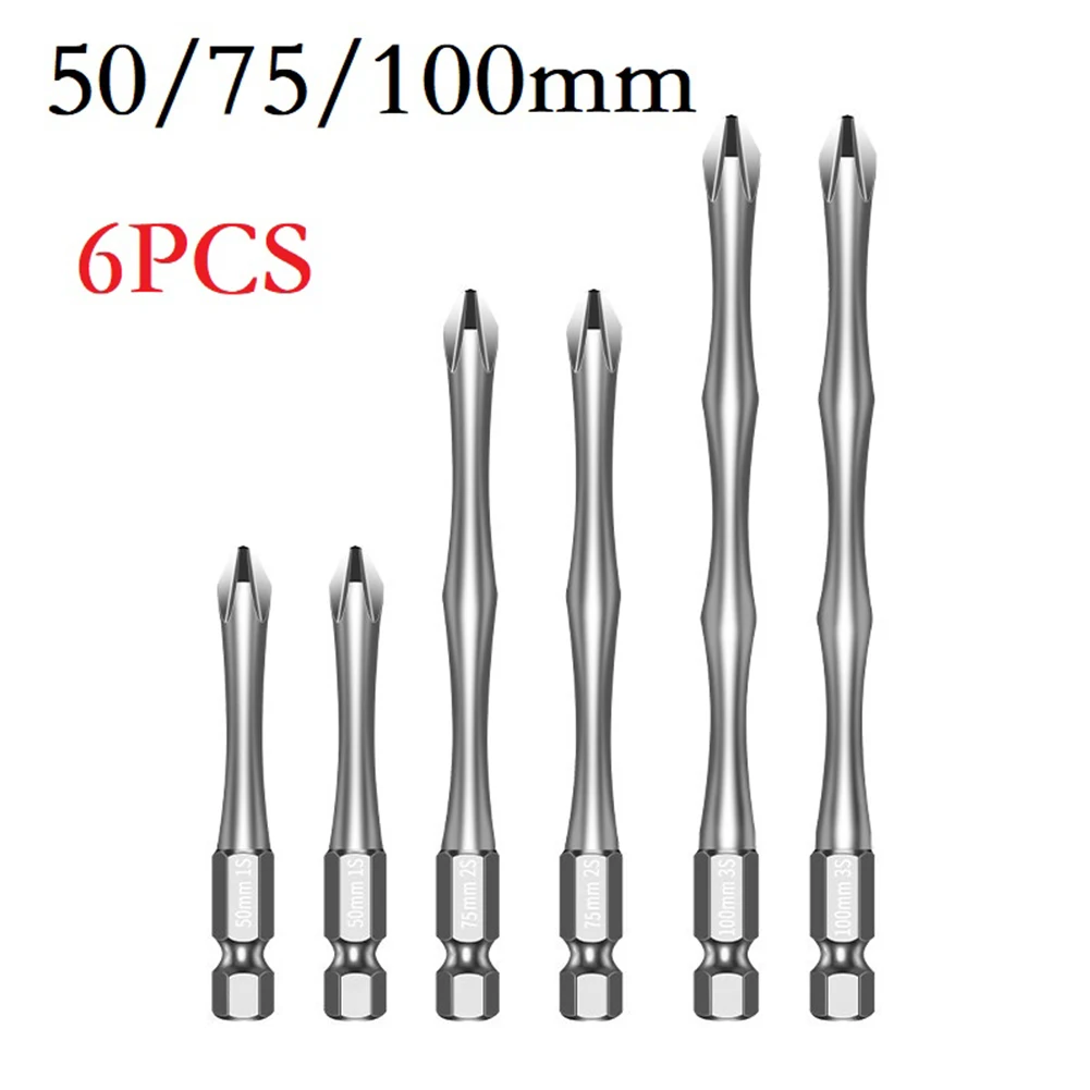 6PCS 50/75/100mm PH2 Impact Driver Screwdriver Bits Magnetic Batch Head Drill Alloy Steel Non-slip Cross Screwdriver Bits
6PCS 50/75/100mm PH2 Impact Driver Screwdriver Bits Magnetic Batch Head Drill Alloy Steel Non-slip Cross Screwdriver Bits