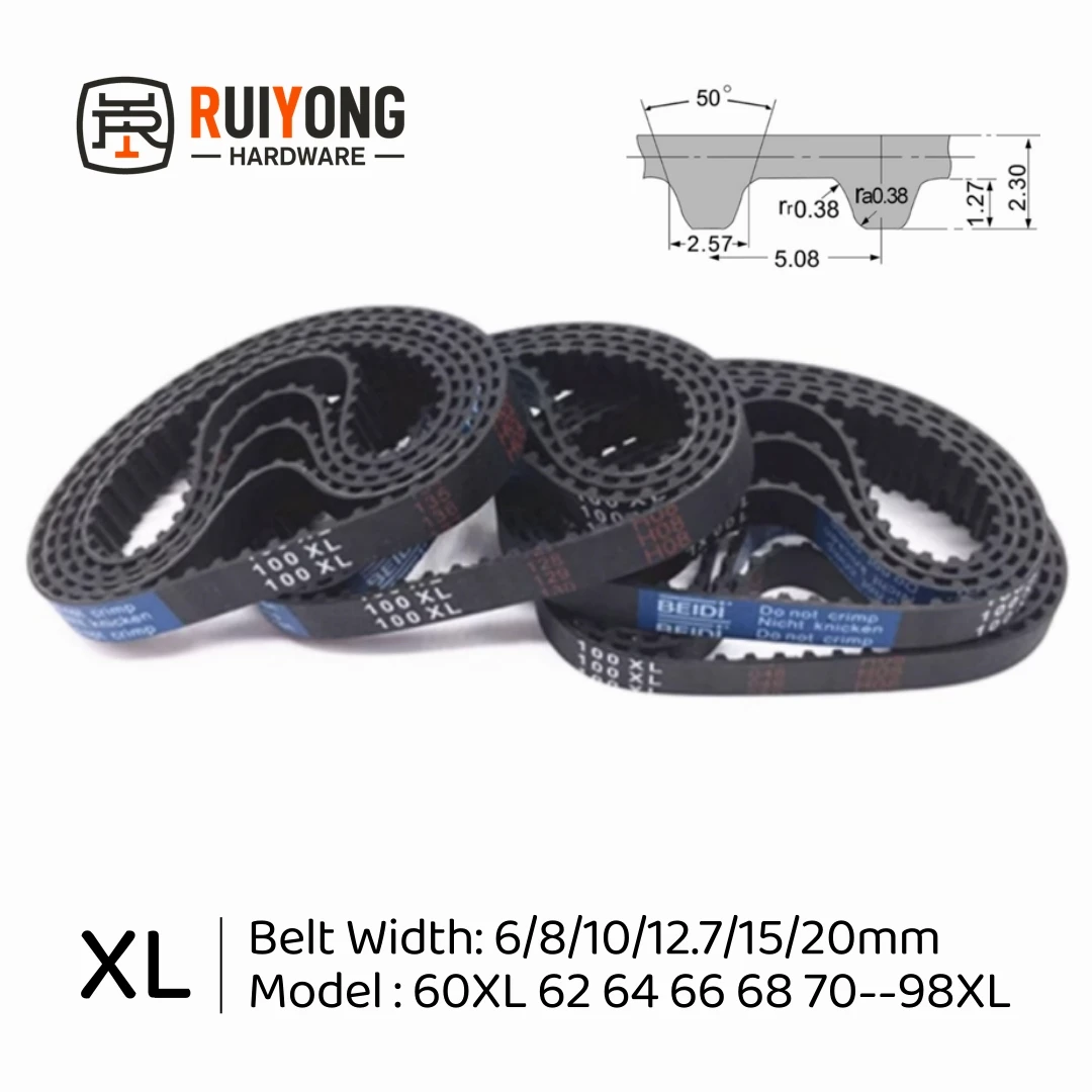 

XL High Torque Rubber Timing Belt Width 6/8/10/12.7/15/20mm Model number 60XL 62 64 66 68 70 72 74 76 78 80 82 84 86XL--98XL