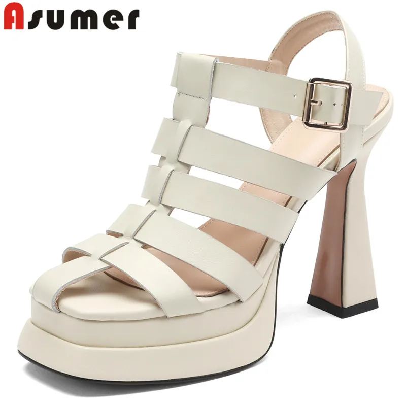 Женские босоножки из натуральной кожи ASUMER, на платформе и толстом высоком каблуке, Классические сандалии, лето 2024
Женские босоножки из натуральной кожи ASUMER, на платформе и толстом высоком каблуке, Классические сандалии, лето 2024