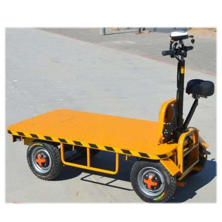 

Electric 1000kg Load Electric Platform Cargo Carrier Trolley Heavy Loading Transport moving With 4 Wheels for load