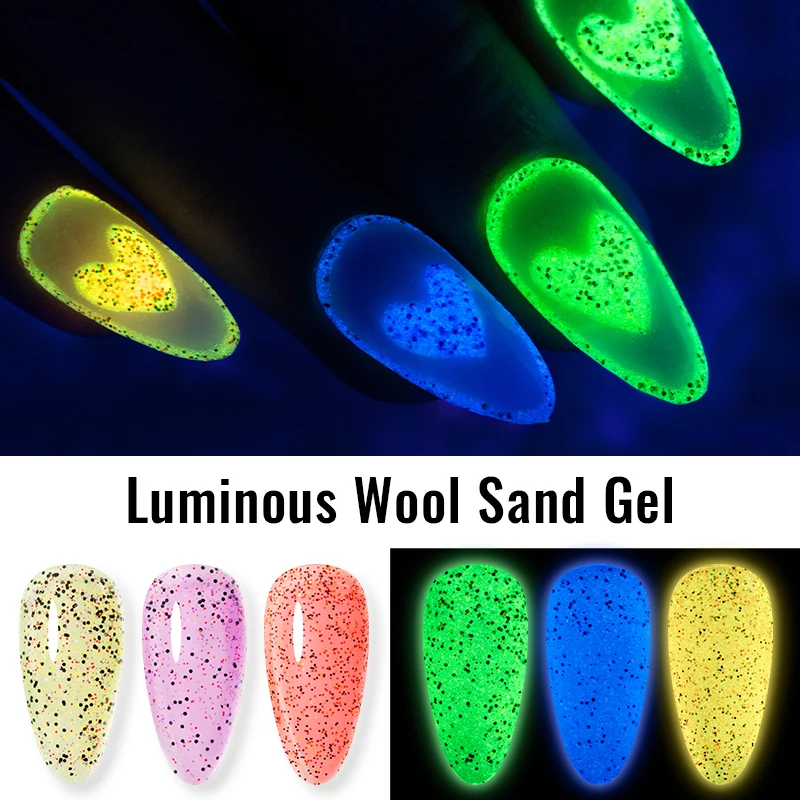 

PUENTE 7.5ML Luminous Nail Gel Glow-In-Dark Wool Sand Gel Nail Polish Soak Off UV Nail Gel For Manicure Semi-Permanent Varnish