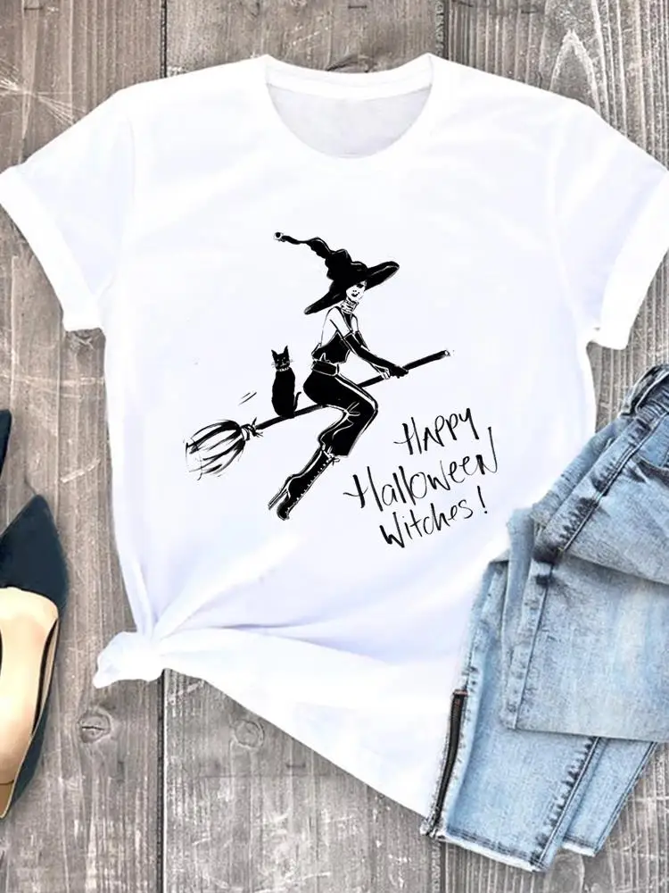 Witch Cat Funny Style Fall Autumn Female Halloween Thanksgiving Tee Ladies Clothing Clothes T Women Graphic Print T-shirts
Witch Cat Funny Style Fall Autumn Female Halloween Thanksgiving Tee Ladies Clothing Clothes T Women Graphic Print T-shirts