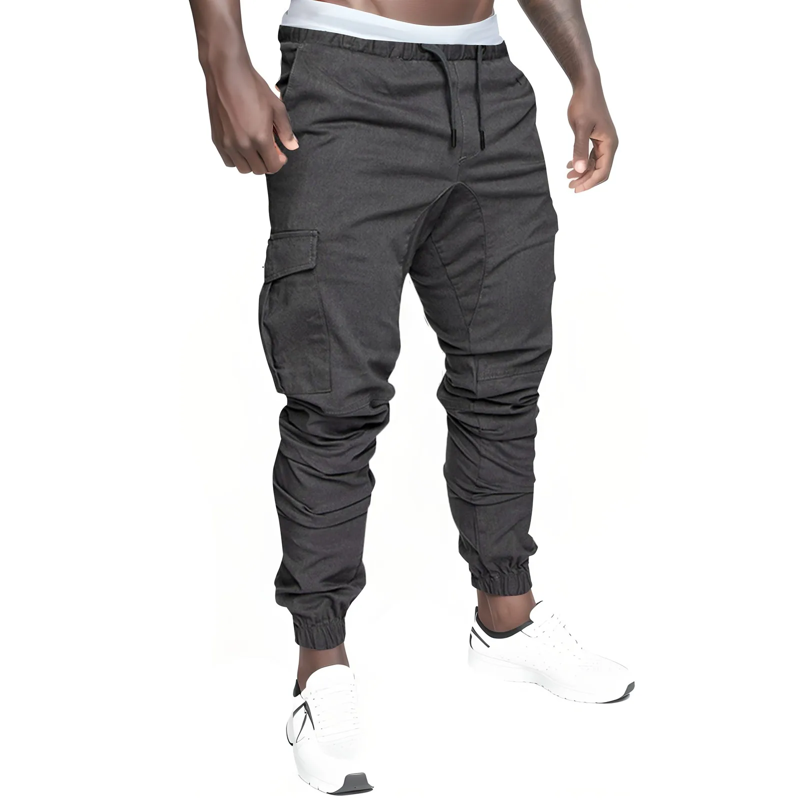 

2024 New Wear Fashion Men'S Multi-Pocket Overalls Sports Trousers Mens Casual Fitness Drawstring Pants Men'S Jogger Track Pants
