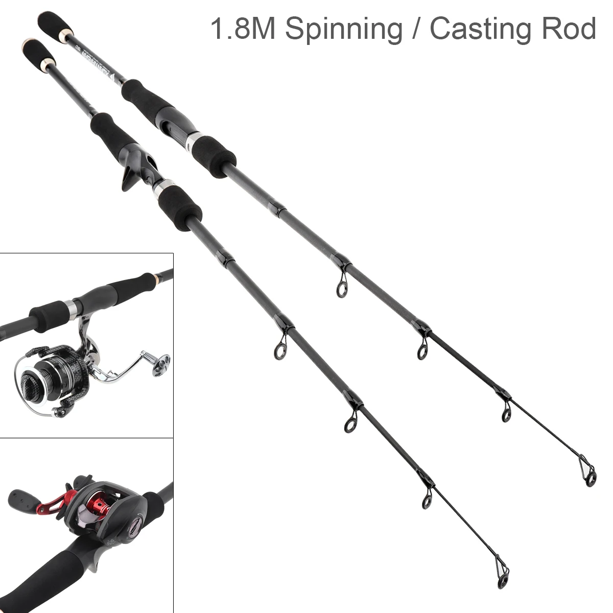 1.8m Carbon Lure Fishing Rod Spinning Casting Rod 6 Section Telescopic Ultra Light Travel Carbon Fiber Pole Lure Tackle
1.8m Carbon Lure Fishing Rod Spinning Casting Rod 6 Section Telescopic Ultra Light Travel Carbon Fiber Pole Lure Tackle