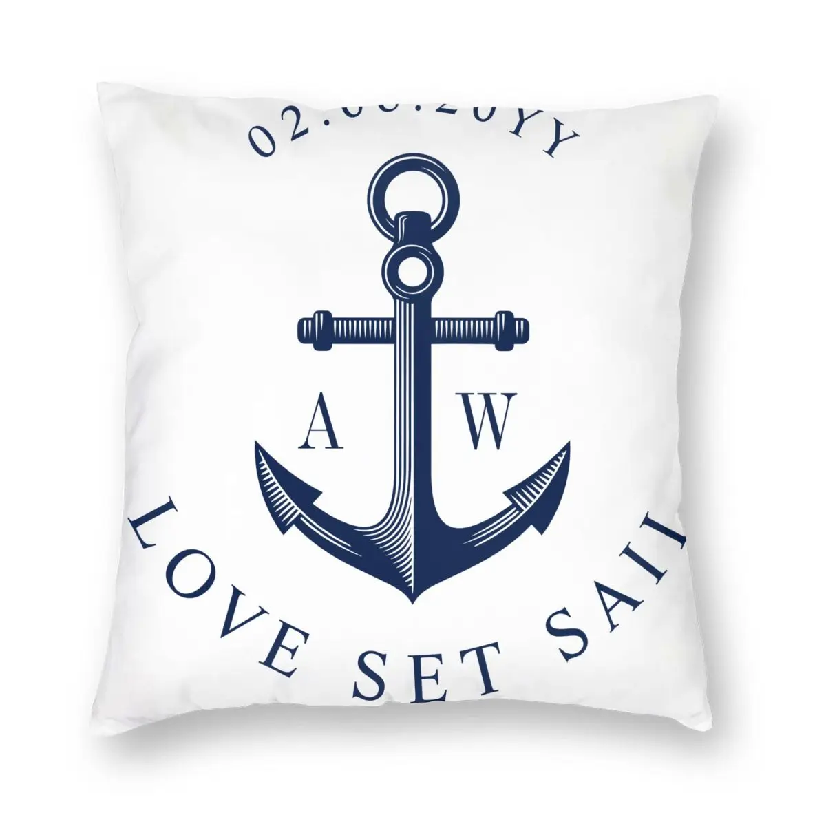 

Nautical Anchor Custom Monograms Pillowcase Printing Polyester Cushion Cover Decoration Pillow Case Cover Home Square 40*40cm