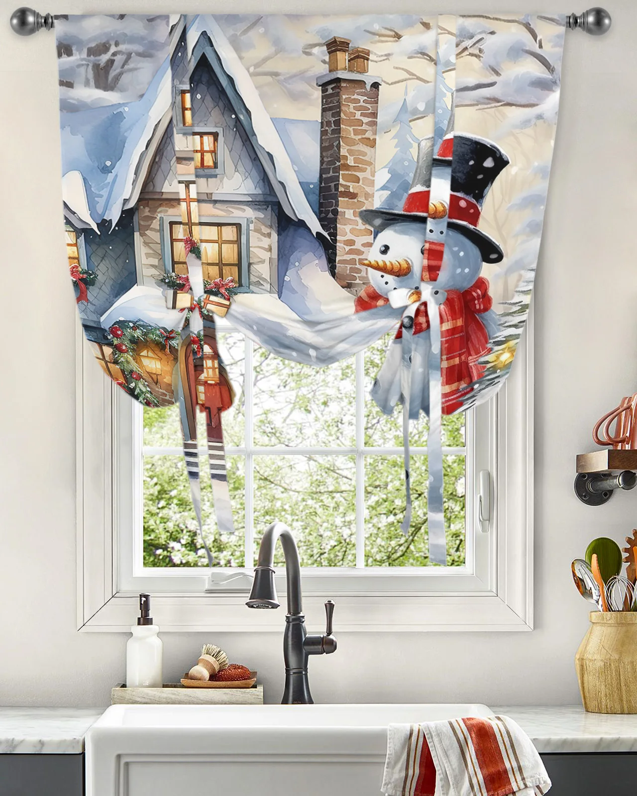 Рождественские снежные шторы на окна с изображением снеговика для гостиной домашний декор римские занавески кухонные занавески регулируемые занавески 
Рождественские снежные шторы на окна с изображением снеговика для гостиной домашний декор римские занавески кухонные занавески регулируемые занавески