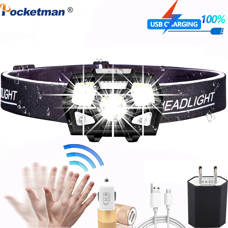 With Motion Sensor LED Headlamp Ultra Bright Hard Hat Head Lamp Powerful Headlight USB Rechargeable Waterproof Flashlight
With Motion Sensor LED Headlamp Ultra Bright Hard Hat Head Lamp Powerful Headlight USB Rechargeable Waterproof Flashlight