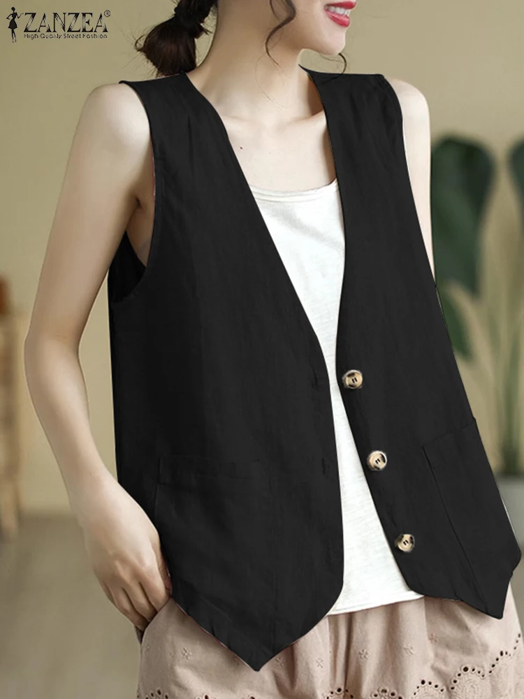 Жилет ZANZEA женский с V-образным вырезом, офисный Повседневный модный пиджак без рукавов, элегантная однотонная безрукавка, 2024
Жилет ZANZEA женский с V-образным вырезом, офисный Повседневный модный пиджак без рукавов, элегантная однотонная безрукавка, 2024