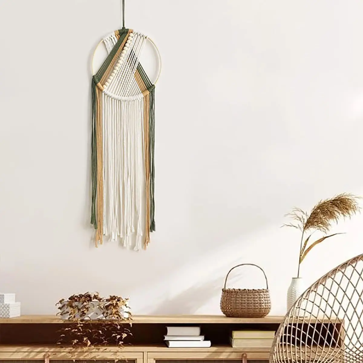 Fringe Bead Macrame Wall Hanging - Chic Yarn Tapestry Decor 1 S6a878f9a27954d93aadf708aaa479c9fo