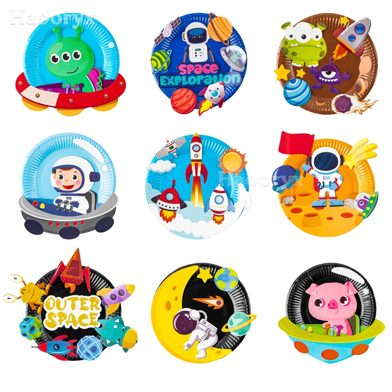 9Pcs/set Outer Space Themed Paper Plate Art Kits Astronaut Rocket Spacecraft Party Decor Supplies Early Education For Boys Girls
9Pcs/set Outer Space Themed Paper Plate Art Kits Astronaut Rocket Spacecraft Party Decor Supplies Early Education For Boys Girls