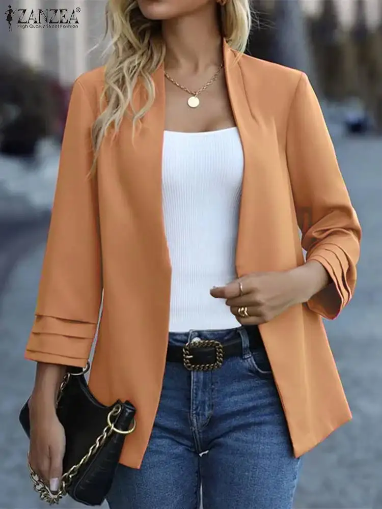 ZANZEA Elegant Long Sleeve Blazer Women Office Blazer 2023 Autumn Solid OL Suit Casual Stand Collar Jackets Fashion Simple Coats 
ZANZEA Elegant Long Sleeve Blazer Women Office Blazer 2023 Autumn Solid OL Suit Casual Stand Collar Jackets Fashion Simple Coats