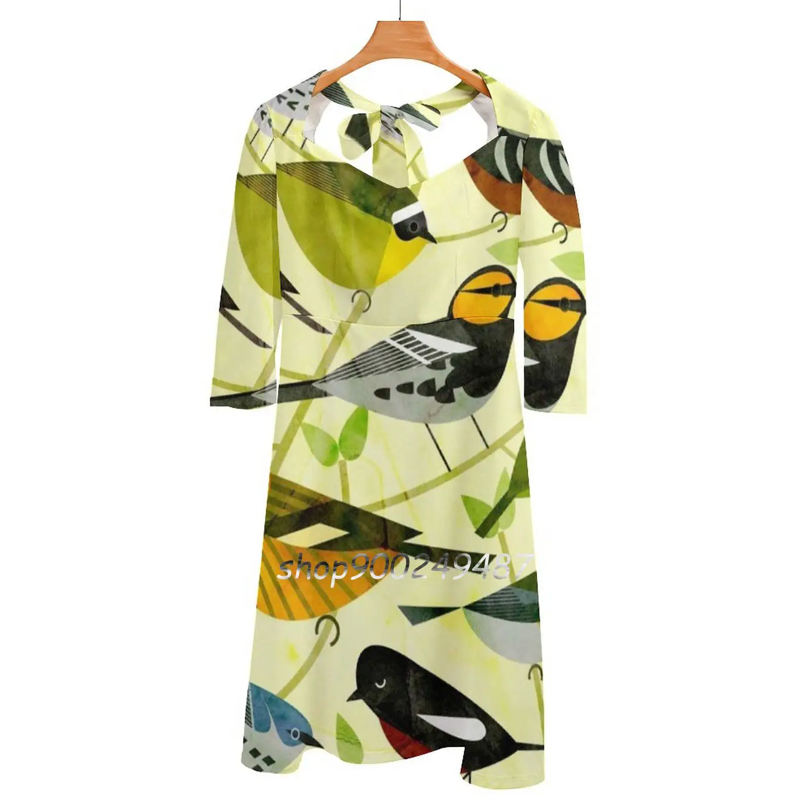 

Новое платье World Warblers 2 с квадратным вырезом, милое летнее платье, женское элегантное платье с лямкой на шее, платье с принтом Scottpartridgeart, «Скотт Партридж»