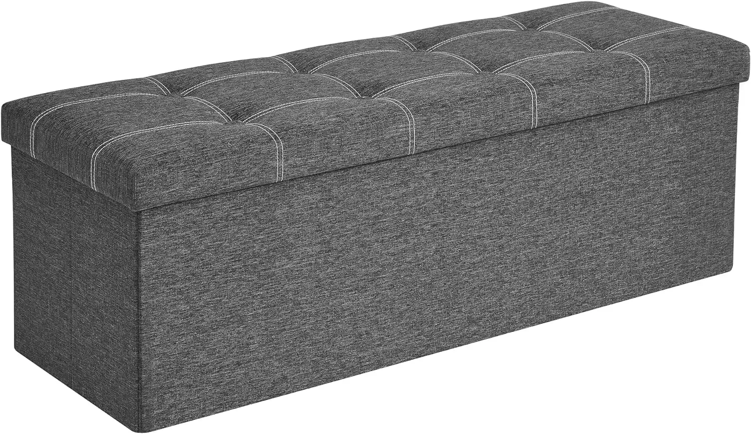 

Ottoman Storage Bench,35 Gal.Folding Chest with Breathable Linen-Look Fabric,Holds 660 lb,for Living Room, Bedroom,Dark Gray