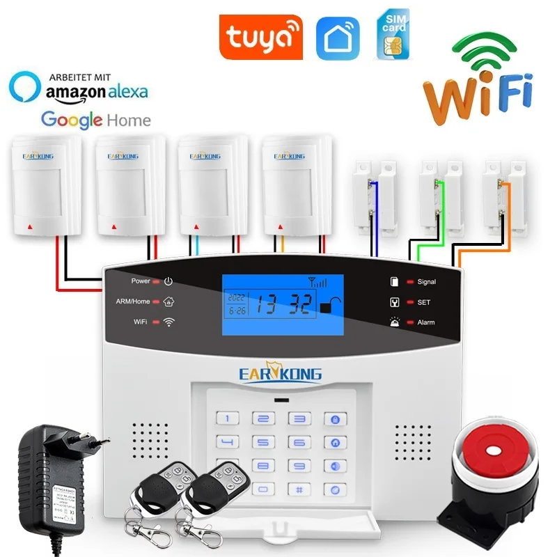 

2024 проводная и беспроводная домашняя охранная сигнализация с Wi-Fi GSM 433 МГц Испанский Французский Английский Русский Итальянский язык