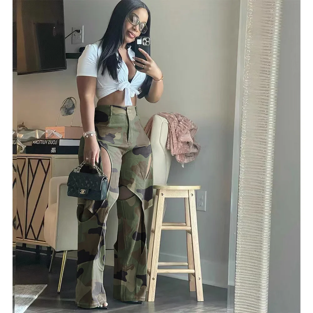 Zoctuo Camouflage Cutout Cargo Pants High Waist Straight Trousers 2023 Autumn New Safari Style Streetwear Blue Slim Pants
Zoctuo Camouflage Cutout Cargo Pants High Waist Straight Trousers 2023 Autumn New Safari Style Streetwear Blue Slim Pants