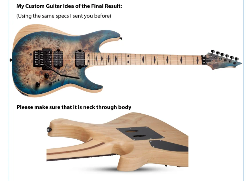 Custom Reaper 6 FR Satin Sky Burst Color Electric Guitar Neck Thru Body Black Tremolo Bridge 24 Frets
Custom Reaper 6 FR Satin Sky Burst Color Electric Guitar Neck Thru Body Black Tremolo Bridge 24 Frets