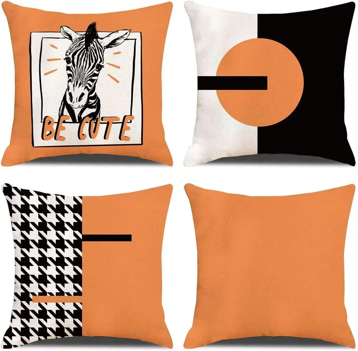 

Orange Zebra Hemp Cushion Cover, Home Decor For Car Living Room Sofa Bedroom Pillowcase Upholstery, 40x40 45x45 50x50 60x60