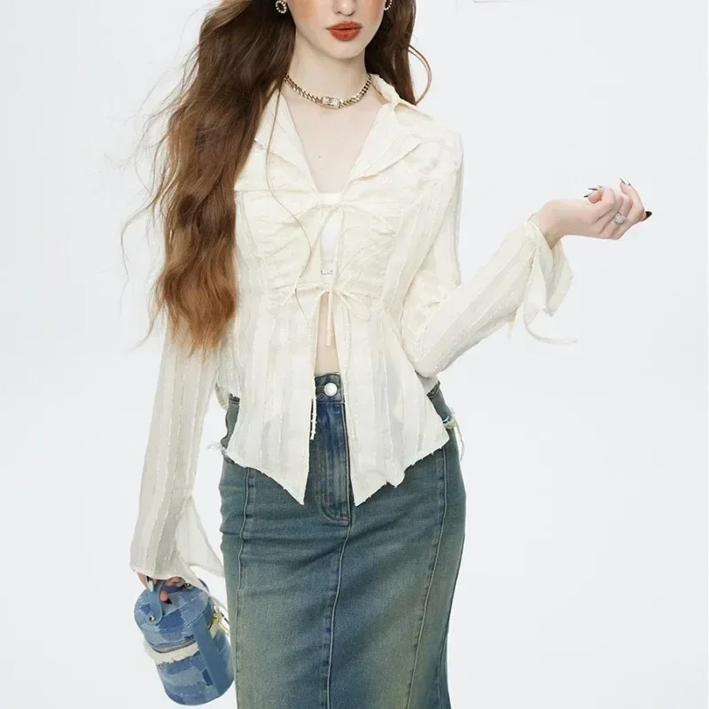 Korean Fashion ButterFly Design Blouse Women 2023 New Lace Up Long Sleeve Spring Ladies Slim Tops Turn-down Collar Shirt 30350
Korean Fashion ButterFly Design Blouse Women 2023 New Lace Up Long Sleeve Spring Ladies Slim Tops Turn-down Collar Shirt 30350